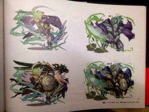 圖是Puzzle and Dragon官方畫集其中一頁，木英雄神的設計在確定稿出來之前，其實有幾個設計，想看自己買ＸＤ